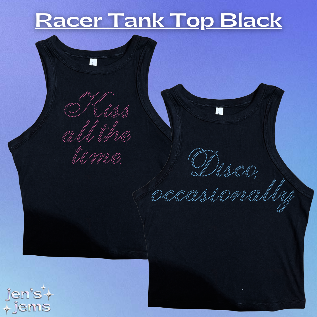 Harry Styles Rhinestone Cropped Script Vest "Kiss All The Time. Disco Occasionally"