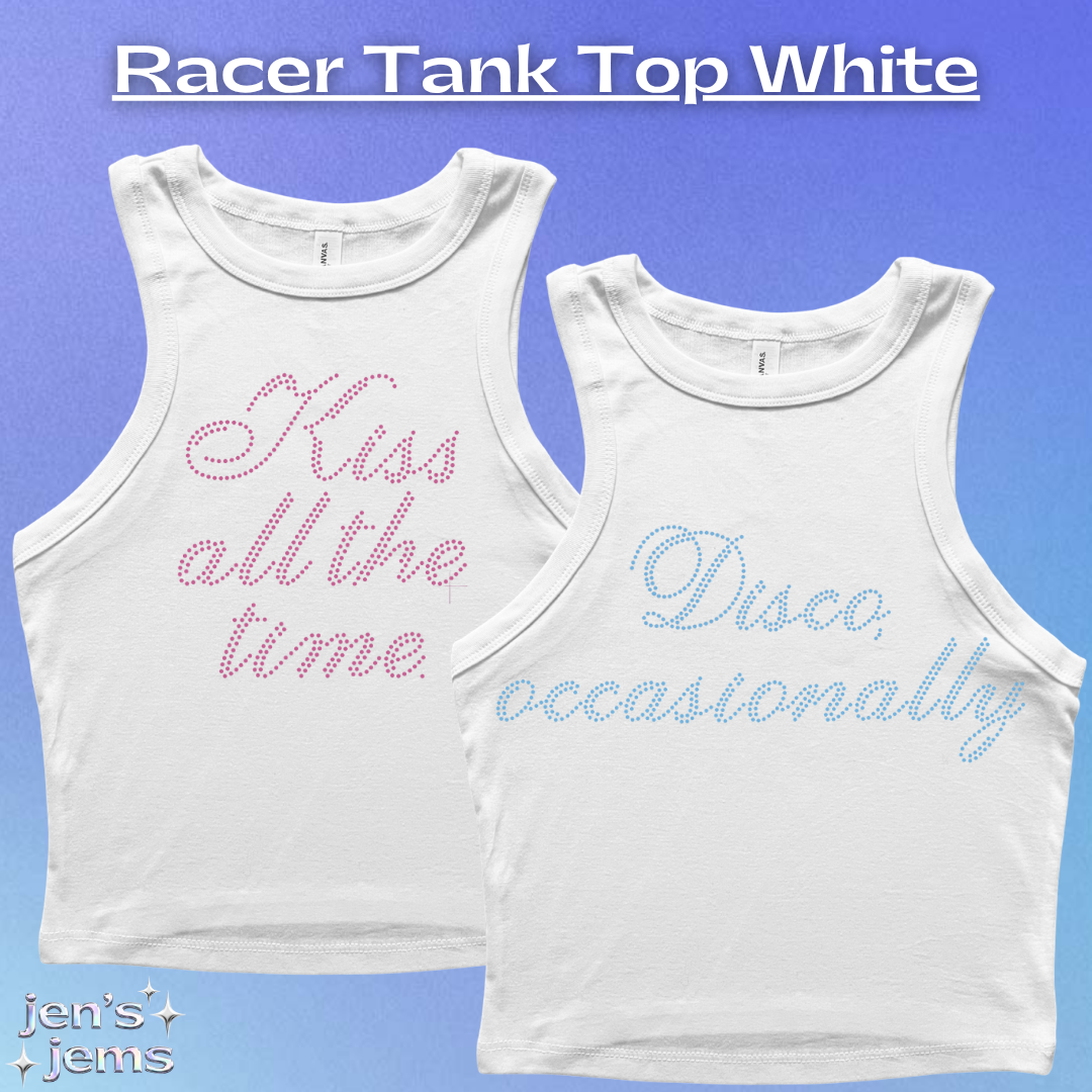 Harry Styles Rhinestone Cropped Script Vest "Kiss All The Time. Disco Occasionally"