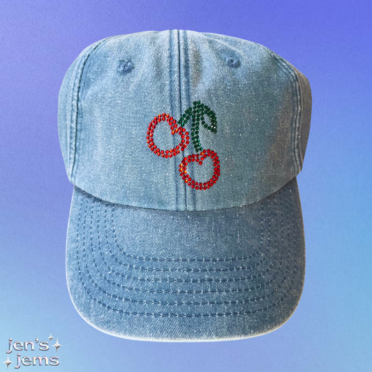 Cherry Rhinestone Cap