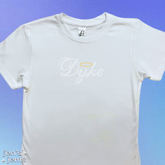 Angel Dyke Script Baby Tee