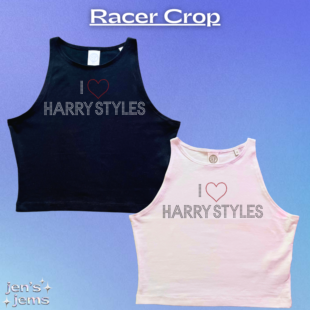 I Love Harry Styles Rhinestone Cropped Vest