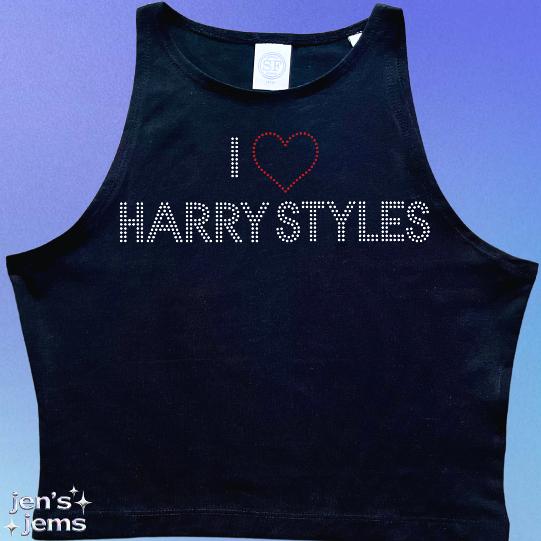 I Love Harry Styles Rhinestone Cropped Vest